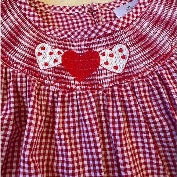 Girls Valentine's Red & White Gingham Smocked Heart Embroidery Dress Brand New - Picture 11 of 16